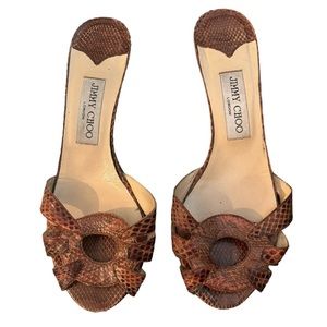 Jimmy Choo Chestnut Snakeskin Kitten Heels